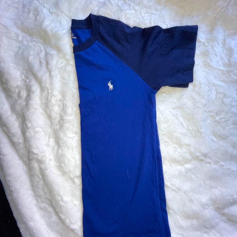 Blue polo baseball tee